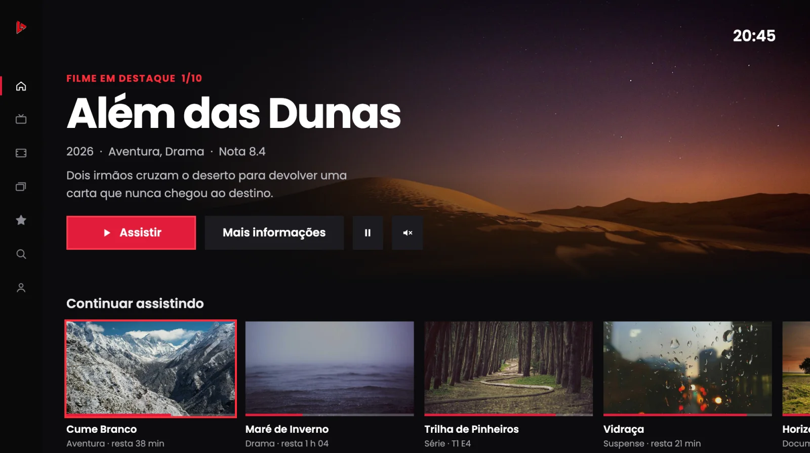 LIBEROU PLAYER home screen with fictional titles